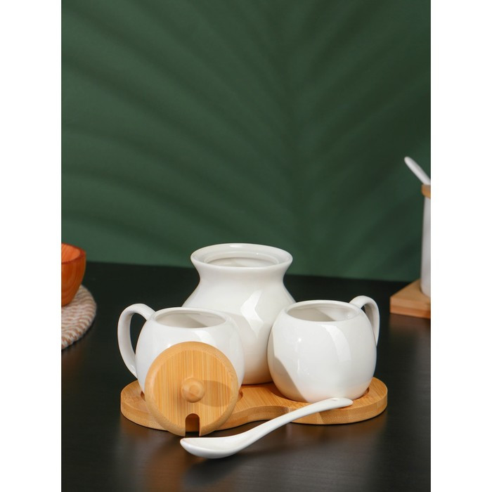 Набор фарфоровый чайный BellaTenero, 3 предмета: 2 чашки 100 мл, сахарница с ложкой 240 мл, цвет белый - фото 3 - id-p207465488