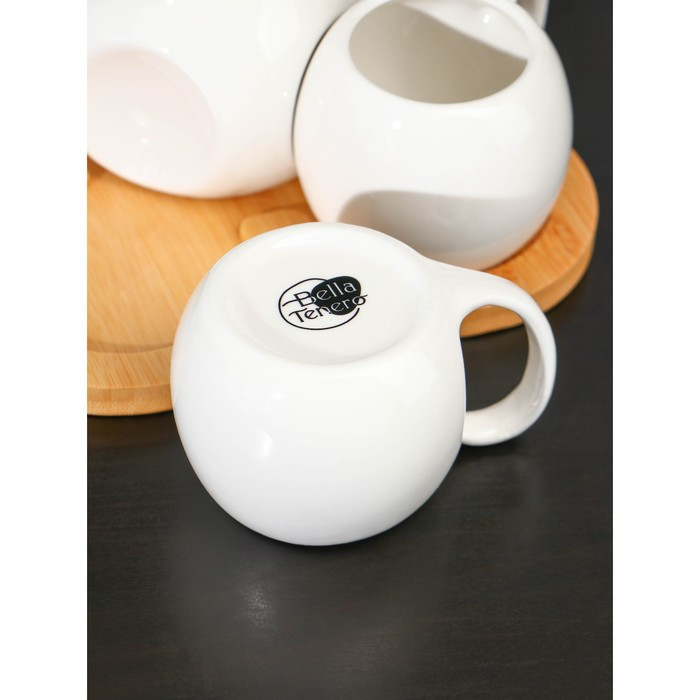 Набор фарфоровый чайный BellaTenero, 3 предмета: 2 чашки 100 мл, сахарница с ложкой 240 мл, цвет белый - фото 5 - id-p207465488