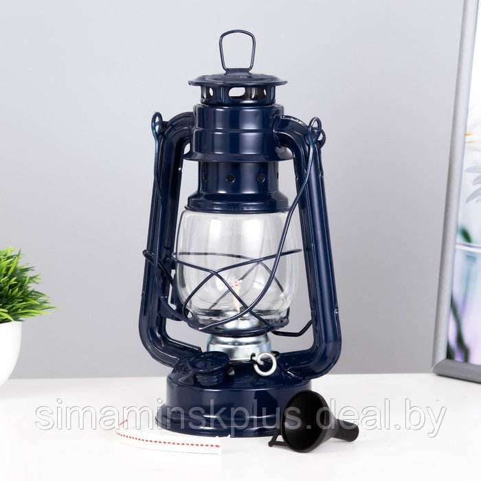 Керосиновая лампа декоративная синий 11.5*15*25 см - фото 3 - id-p207463869