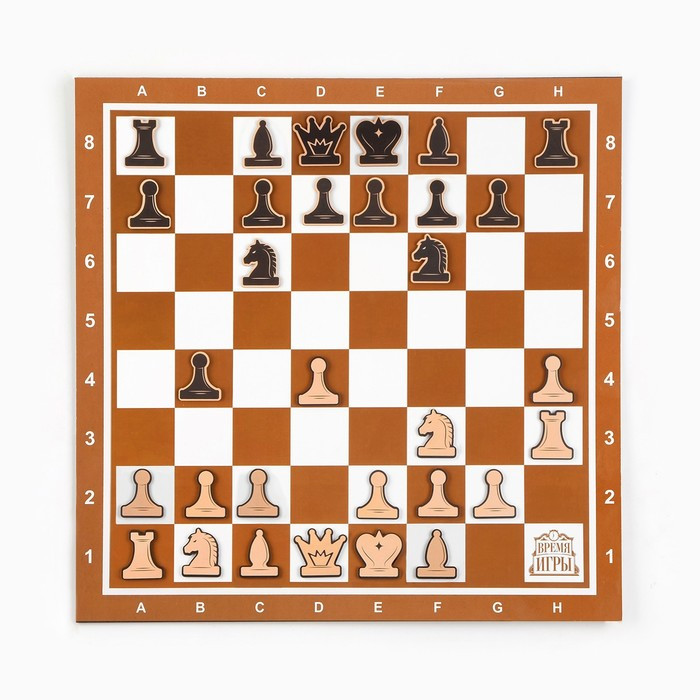 Демонстрационные шахматы "Время игры" на магнитной доске, 32 шт, поле 40 х 40 см, коричневые - фото 1 - id-p207459989