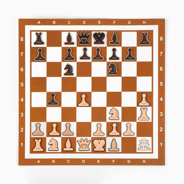 Демонстрационные шахматы "Время игры" на магнитной доске, 32 шт, поле 60 х 60 см, коричневые - фото 1 - id-p207459994