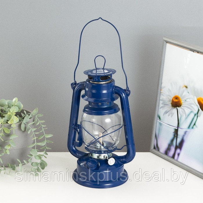 Керосиновая лампа декоративная синий 14х18х27,5 см - фото 1 - id-p207463873