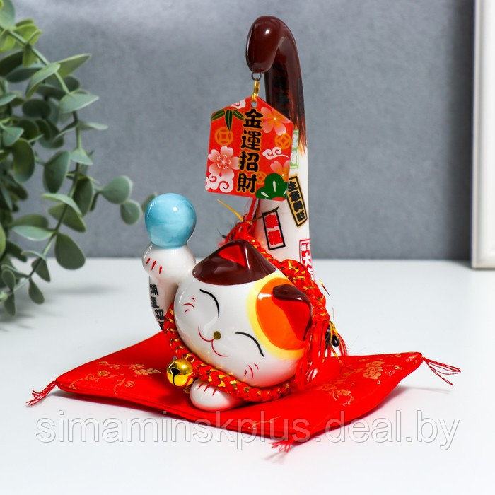 Сувенир керамика "Манэки-нэко с шариком и подвеской" 9х7х15,5 см - фото 3 - id-p207467365