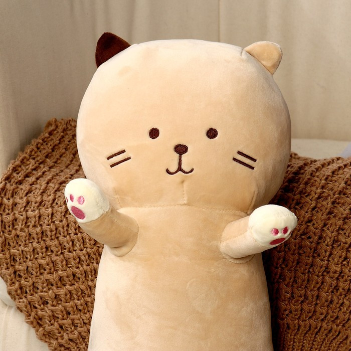 Мягкая игрушка-подушка «Котик-полосатик», 65 см, цвет бежевый - фото 2 - id-p207456027