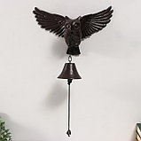 Колокол сувенирный чугун "Летящий филин" 33х13х36,5 см, фото 2