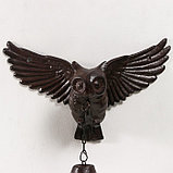 Колокол сувенирный чугун "Летящий филин" 33х13х36,5 см, фото 3