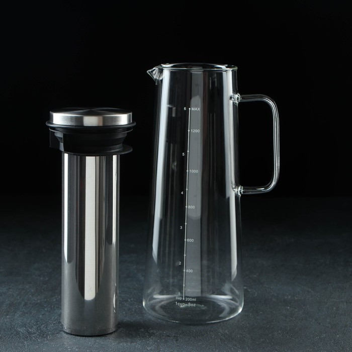 Кувшин стеклянный для заваривания кофе и чая «Фито», 1,5 л - фото 2 - id-p207465607