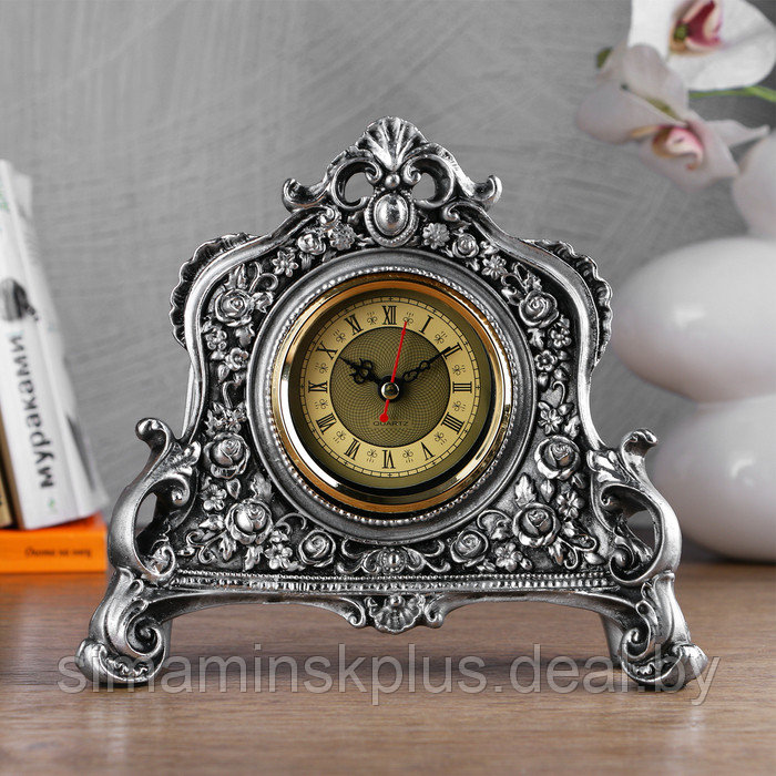 Часы настольные "Каминные", цвет серебряный, 21х19х6.5 см - фото 4 - id-p207466774