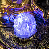 Фонтан настольный полистоун 220В "Будда у скалы с чашами" 30х21х21 см, фото 4