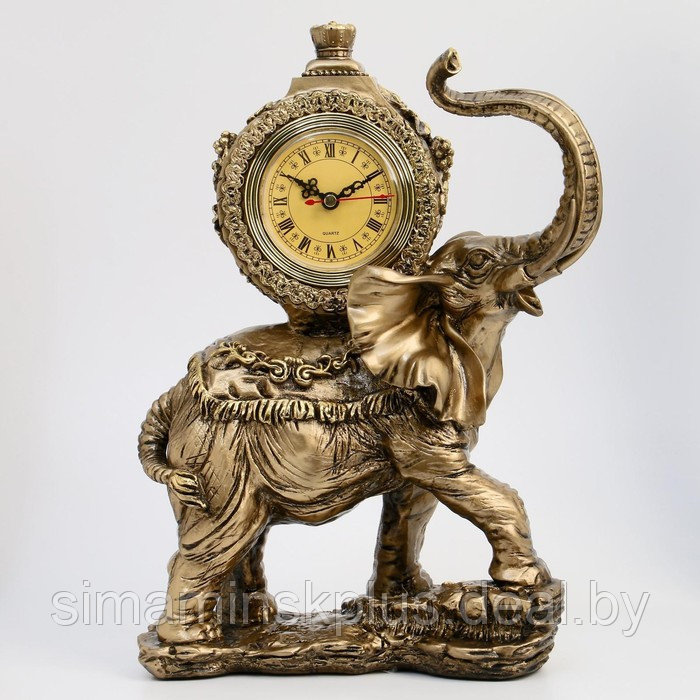 Часы настольные каминные "Слон", цвет бронзовый 35х22х10 см - фото 1 - id-p207466777