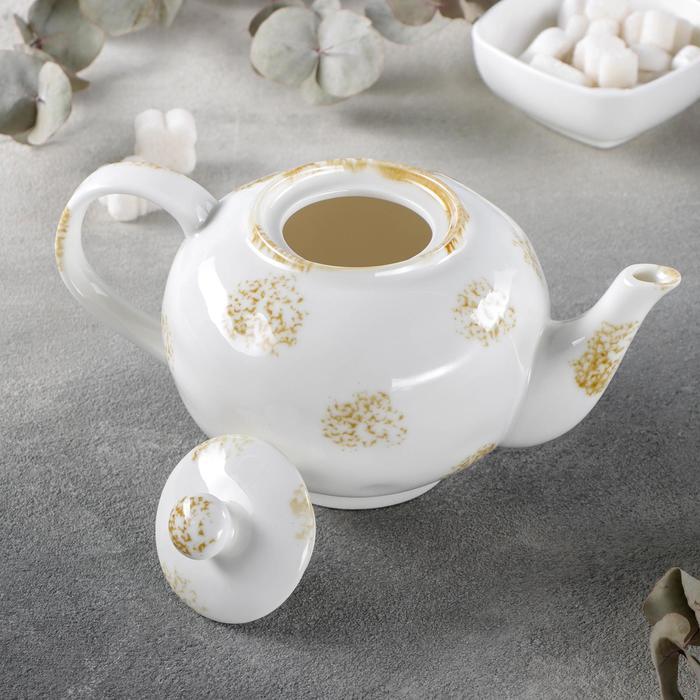 Чайник фарфоровый заварочный Доляна Organic Gold, 650 мл, цвет белый - фото 2 - id-p207463532