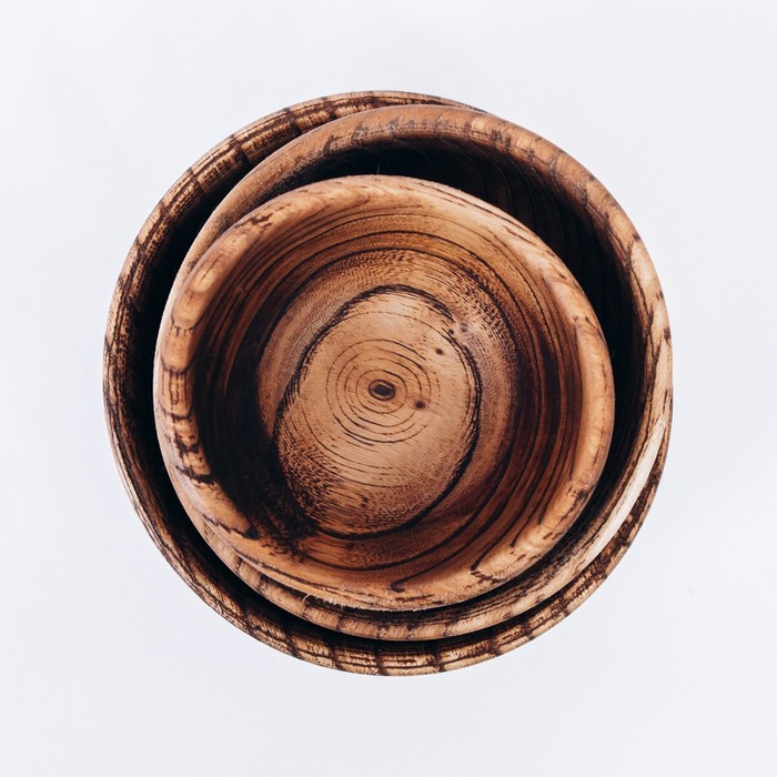 Набор деревянных тарелок из натурального вяза Magistro, 3 шт: 15×6,3, 12,5×6,1, 10,5×5,9 см, цвет коричневый - фото 4 - id-p207465684
