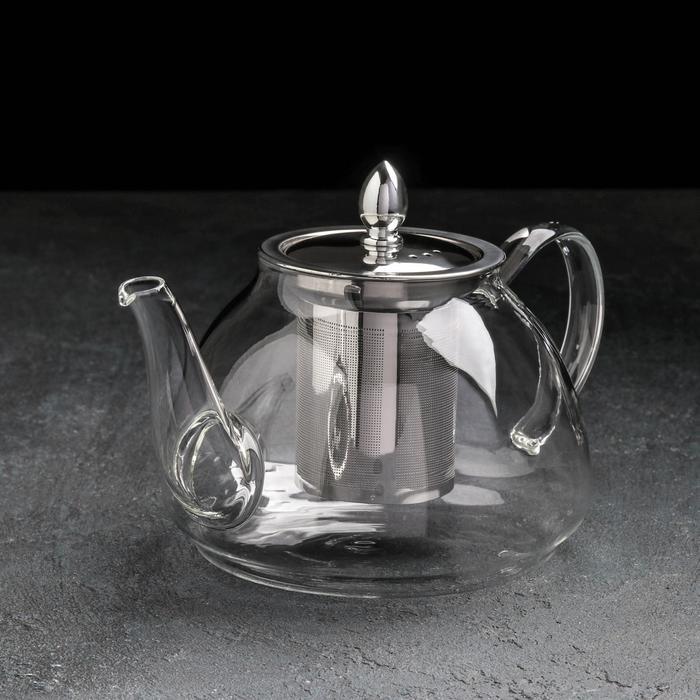Чайник стеклянный заварочный с металлическим ситом «Жак», 1,3 л - фото 2 - id-p207465077