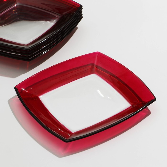 Набор тарелок Tokio, 6 шт, d=19,5 см, стекло, цвет красный - фото 2 - id-p207466306