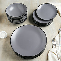 Набор тарелок кермических Доляна «Ваниль», 18 предметов: 6 тарелок d=19 см, 6 тарелок d=27 см, 6 мисок d=19