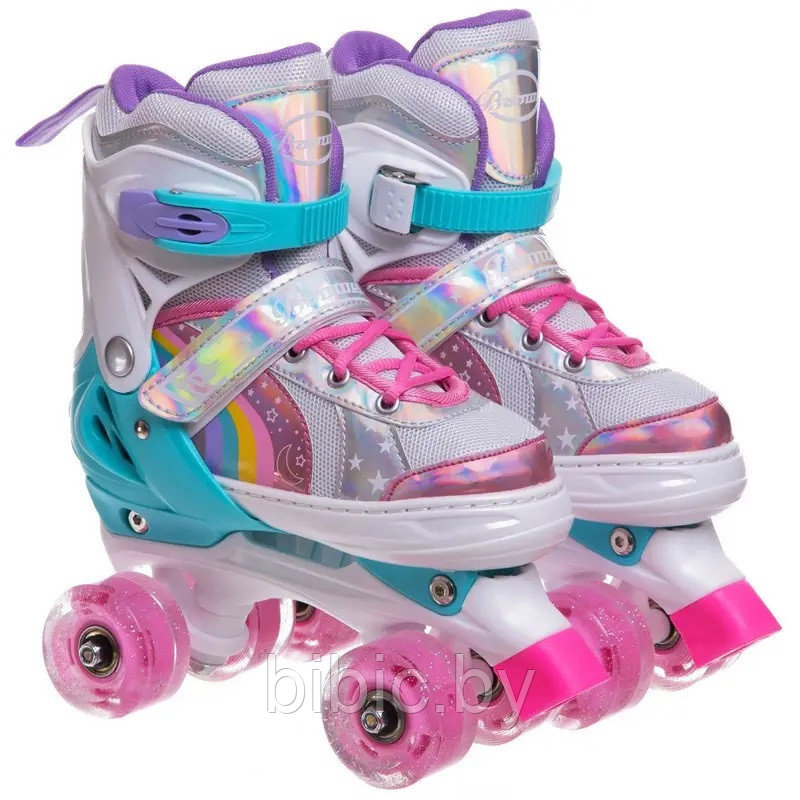 Детские квадроролики со светящимися колесами, роликовые коньки квадро ролики для детей, 4 колеса