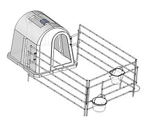 Комплект Малый пластиковый домик для теленка 1500x1300x1200 с вольером и кормушкой ведрами