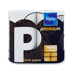 Бумага туалетная Sipto Premium бел. (1*4 рул) 3-х сл., РБ