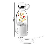 Портативный блендер Fresh Juice Portable mini fruit blender 350ml с беспроводной зарядкой  цвет :белый,розовый, фото 4