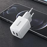 Сетевое зарядное устройство Hoco N8 (2USB: 5V 2.4A), цвет: белый, фото 5