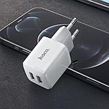 Сетевое зарядное устройство Hoco N8 (2USB: 5V 2.4A + кабель Micro), цвет: белый, фото 5