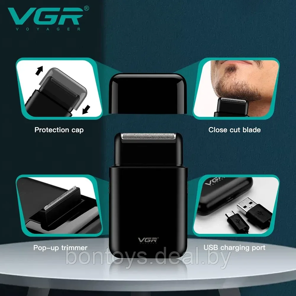 Электробритва мужская VGR V-390 / Триммер для бороды и усов - фото 3 - id-p207511324