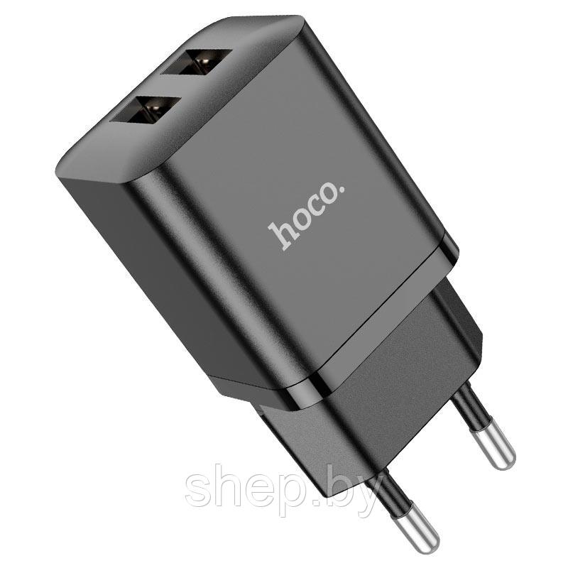 Сетевое зарядное устройство Hoco N25 (2USB: 5V 2.1A) цвет: белый, черный - фото 4 - id-p207510255