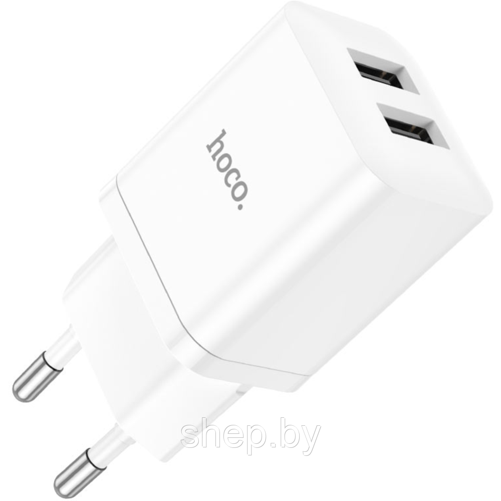 Сетевое зарядное устройство Hoco N25 (2USB: 5V 2.1A) цвет: белый, черный - фото 5 - id-p207510255