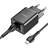 Сетевое зарядное устройство Hoco N25 (2USB: 5V 2.1A +кабель Micro-USB) цвет: белый, черный, фото 2