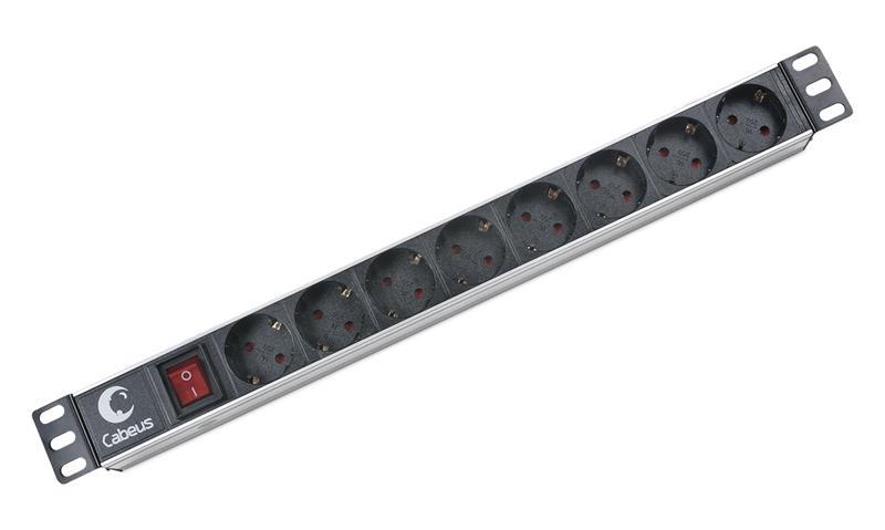 Блок евророзеток для 19" шкафов 10А Cabeus PDU-8P 8 розеток, без выключателя, требуется кабель питания - фото 1 - id-p203913577