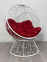 Кресло-шар для отдыха LUNA белый подушка красный