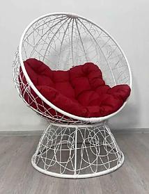 Кресло-шар для отдыха LUNA белый подушка красный