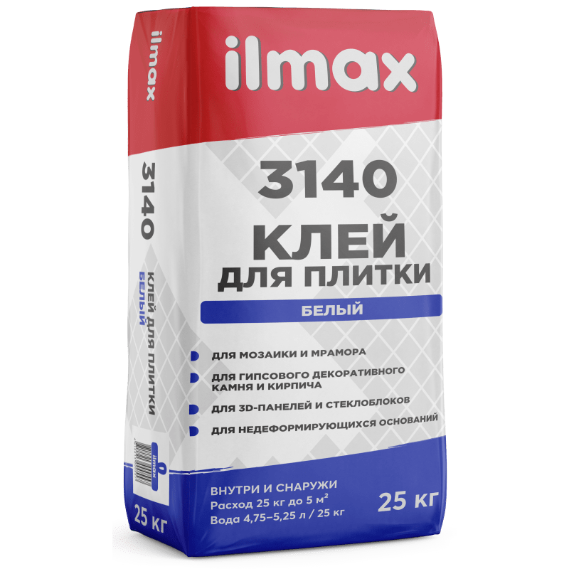 Ilmax 3140  (25кг) растворная смесь сухая облицовочная для внутренних и наружных работ