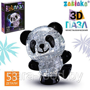 Пазл 3D кристаллический «Панда», 53 детали, световой эффект, работает от батареек, цвета МИКС / 1 шт.