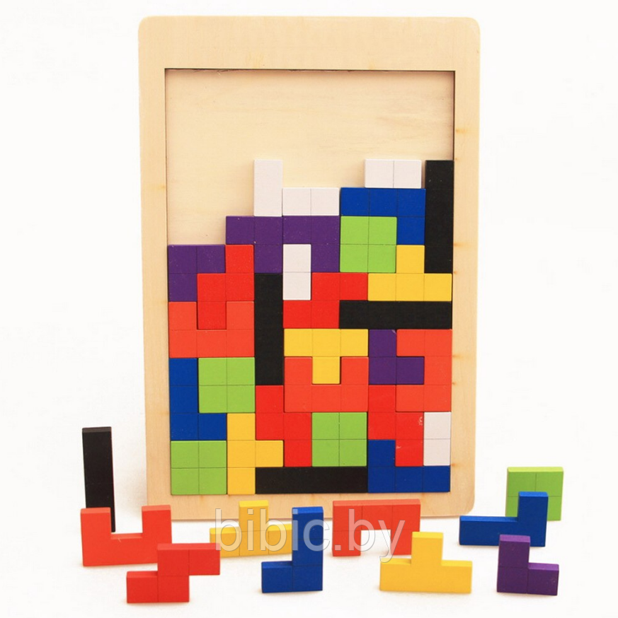 Детская деревянная головоломка Тетрис, игрушка для детей развивающая, логический пазл "Монтессори" для малышей - фото 3 - id-p207558411