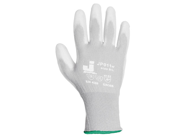 Перчатки нейлон, полиуретановое неполн. покрытие, р.L, белые, Jeta Safety - фото 1 - id-p207565024