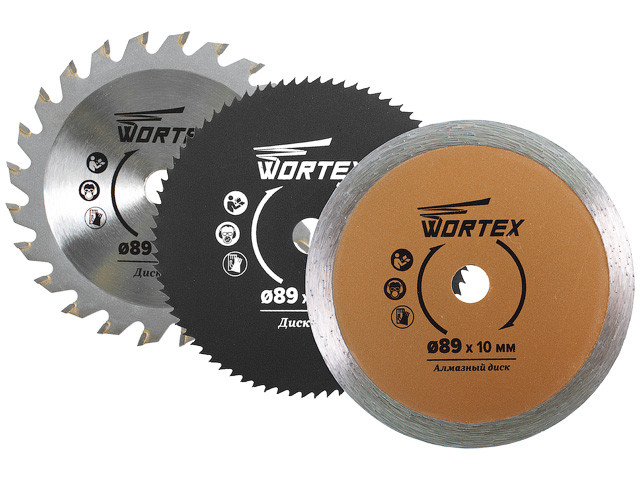 Набор оснастки для мини-пилы WORTEX универсальный АКЦИЯ (3 диска: по дереву, керамике, металлу) - фото 1 - id-p207560751