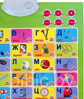 Детская интерактивная развивающая таблица Алфавит, обучающий музыкальный плакат игровой для детей малышей - фото 3 - id-p207574970