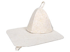 Набор для бани из 2-х предметов (шапка, коврик), белый, Hot Pot