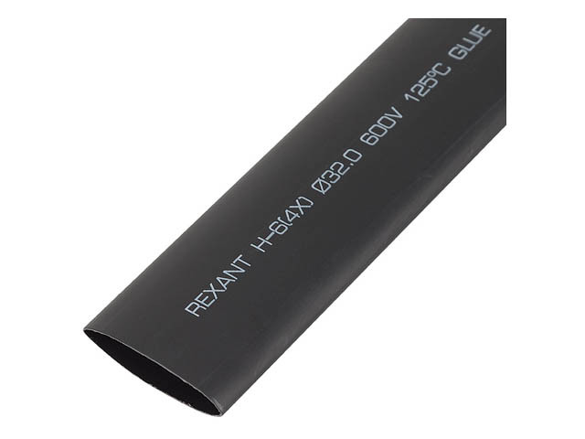 Термоусаживаемая трубка клеевая REXANT 32,0/8,0 мм, (4:1) черная, упаковка 5 шт. по 1 м REXANT - фото 1 - id-p207578015