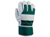 Перчатки спилковые комбинированные, 10/XL, серый/зелёный, Jeta Safety (кожа класса А)