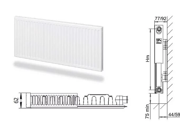 Стальной панельный радиатор LEMAX Compact 11 тип (боковое) (высота 300мм) - фото 2 - id-p207585724