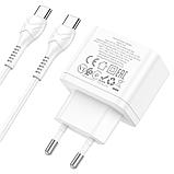 Сетевое зарядное устройство Hoco N29 (2 USB Type-C PD35W + кабель Type-C - Type-C) цвет: белый, фото 2