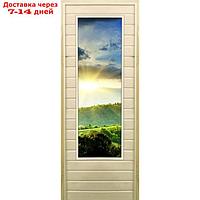 Дверь для бани со стеклом (43*129), "Природа", 170×70см, коробка из осины