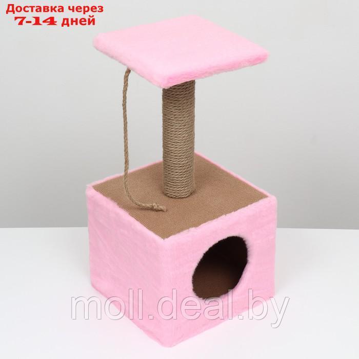 Домик для животных с полкой, джут, 32 х 32 х 64, розовый - фото 3 - id-p207533775