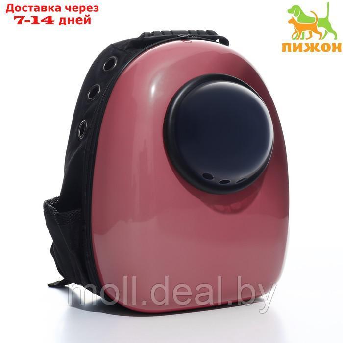 Рюкзак для переноски животных с окном для обзора, 32 х 25 х 42 см, розовый - фото 1 - id-p207108365