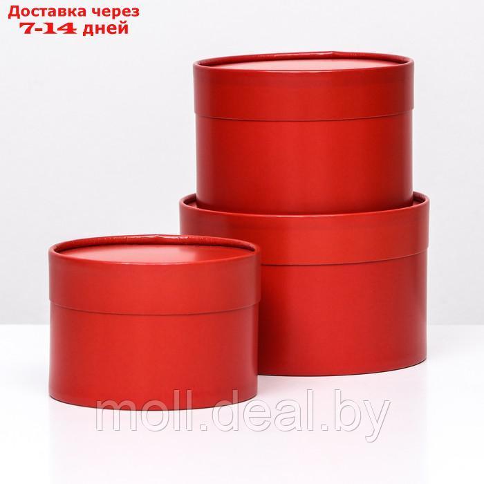 Набор шляпных коробок 3 в 1, бордовый, 16 х 10,14 х 9,13 х 8,5 см - фото 1 - id-p207538003
