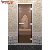 Дверь стеклянная "Хамам", размер коробки 190 × 80 см, правая, цвет бронза
