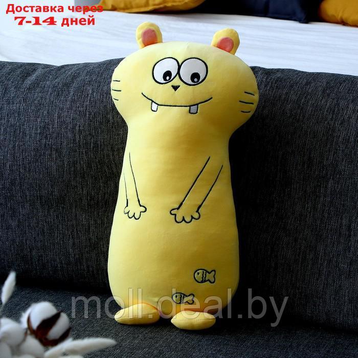 Мягкая игрушка-подушка "Кот зубастик", 50 см, цвет желтый - фото 1 - id-p207534001