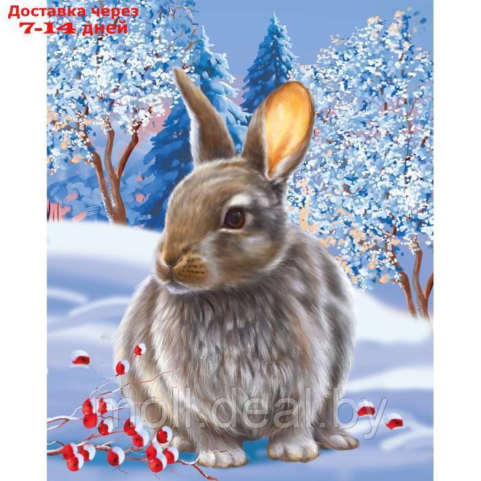 Картина по номерам на холсте с подрамником "Кролик на снегу" 40х50 см - фото 1 - id-p207105732